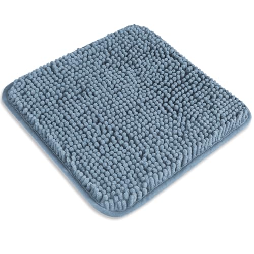 PureSwan Kleiner Badezimmerteppich, 30,5 x 30,5 cm, waschbare und saugfähige Badematte, rutschfest, dicker, weicher Chenille-Badteppich für Badezimmer, Dusche, Waschbecken, Hundematte (blau) von PureSwan
