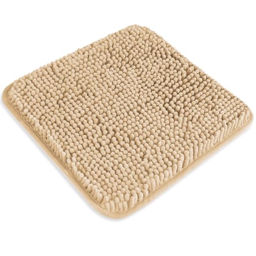 PureSwan Kleiner Badezimmerteppich, 30,5 x 30,5 cm, waschbare und saugfähige Badematte, rutschfest, dicker, weicher Chenille-Badteppiche für Badezimmer, Dusche, Waschbecken (Elfenbeincreme) von PureSwan