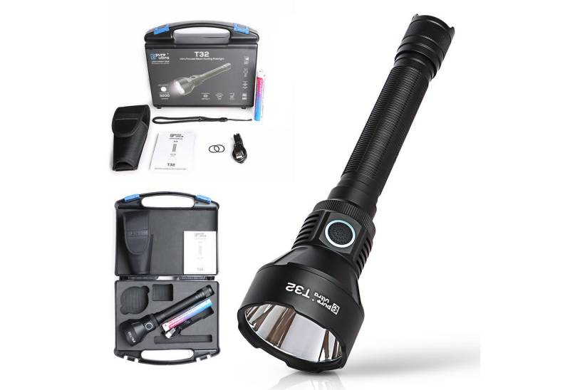 PureUltra LED Taschenlampe T32 (Basic-Kit), 3200 Lm fokussierter Beam · 1150 m Reichweite · RGB Filter · IP68 von PureUltra