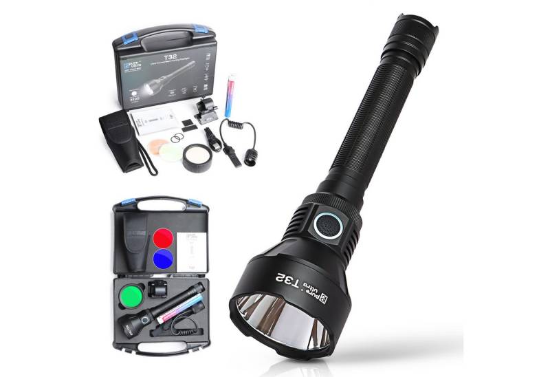 PureUltra LED Taschenlampe T32 (Full-Kit), 3200 Lm fokussierter Beam · 1150 m Reichweite · RGB Filter · IP68 von PureUltra