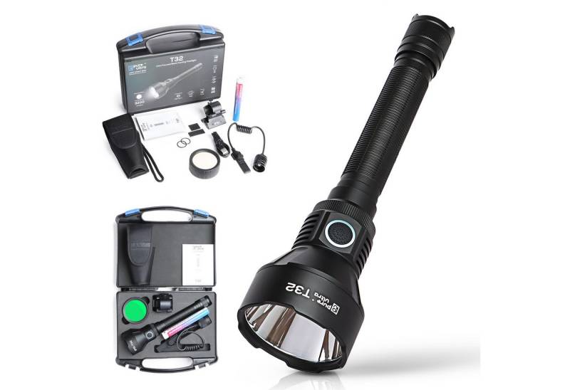 PureUltra LED Taschenlampe T32 (Hunting-Kit), 3200 Lm fokussierter Beam · 1150 m Reichweite · RGB Filter · IP68 von PureUltra
