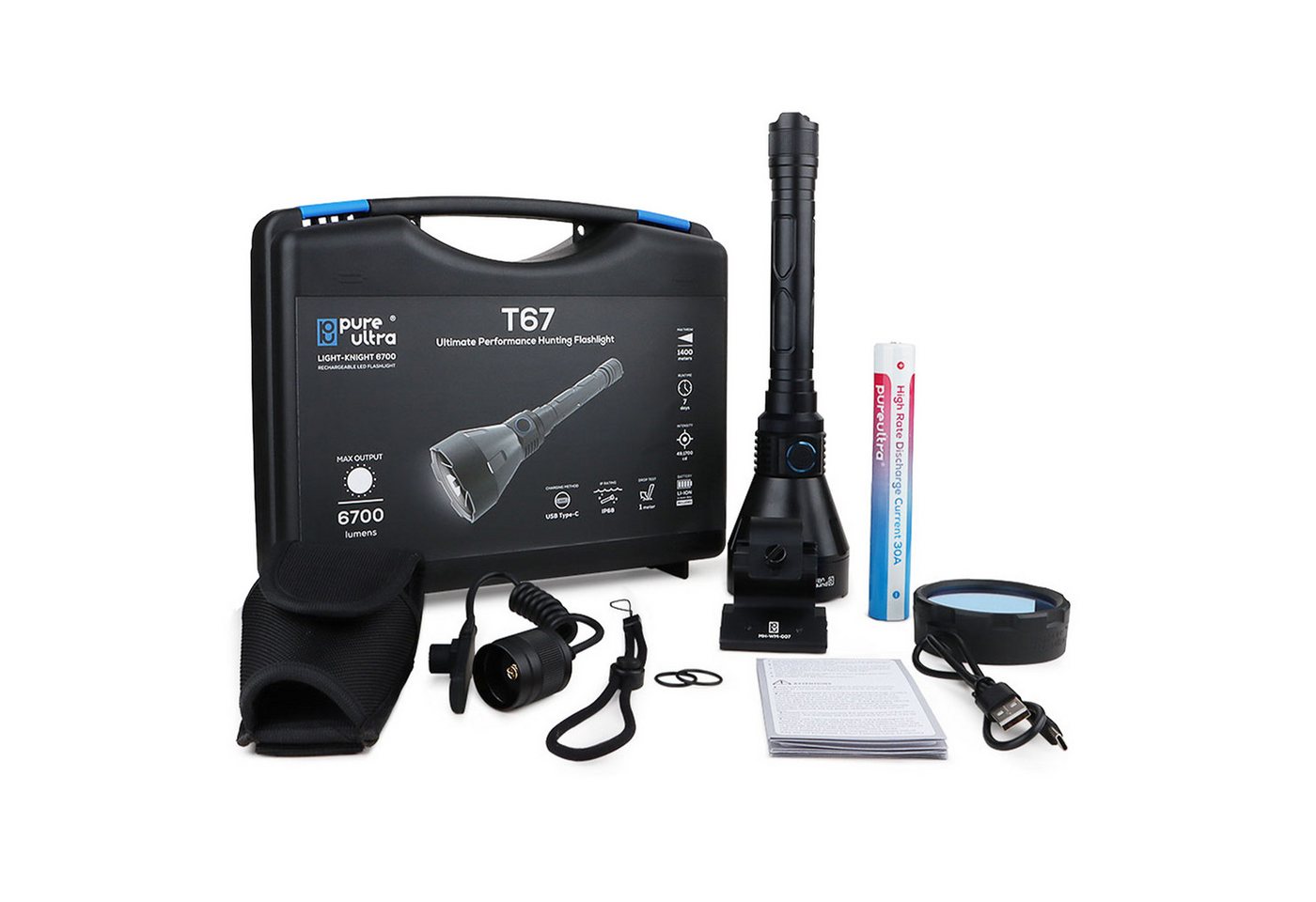 PureUltra LED Taschenlampe T67, 1400m Reichweite, 6700Lm, Search & Rescue, Farbfilter für Einsätze PureUltra LED Taschenlampe T67, 1400m Reichweite, 6700Lm, Search & Rescue, Farbfilter für Einsätze von PureUltra