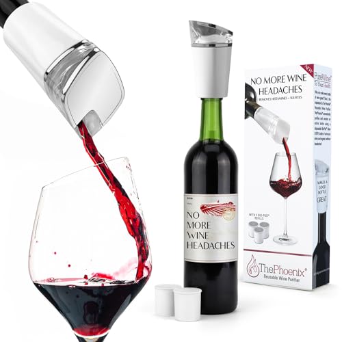 PureWine Phoenix Weinreiniger entfernt Histamine und Sulfite, wiederverwendbarer Weinfilter belüftet und stellt den Geschmack wieder her – Starter-Set von PureWine To Your Health