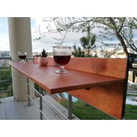 Balkontisch Raumwunder, Für Geländer, Holzterrassenbar, Terrassentisch, Klapptisch Terrasse, Nach Maß von PureWoodesign