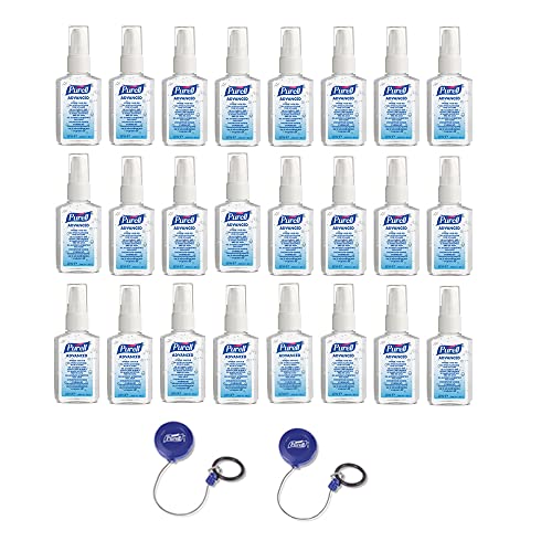 Purell Advanced Hygienisches Händedesinfektionsmittel, 60Ml Pumpflasche X 24 Mit 2 X Purell Personal Gear Einziehbarer Clip von Purell