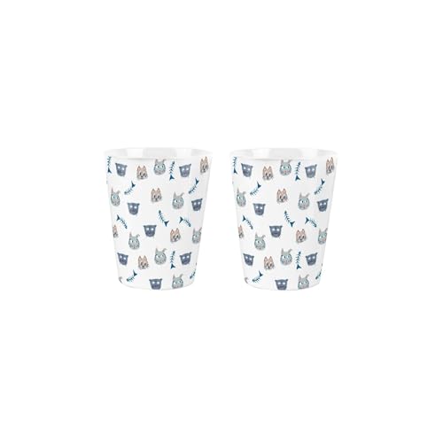 Eierbecher-Set mit Katzen-Motiv, Geschenke für Katzenliebhaber, 2 Stück, Keramik-Eierbecher/Halter, Küchengeschirr/Schnapsgläser, Trinkgeschirr, in Geschenkbox von Purely Home