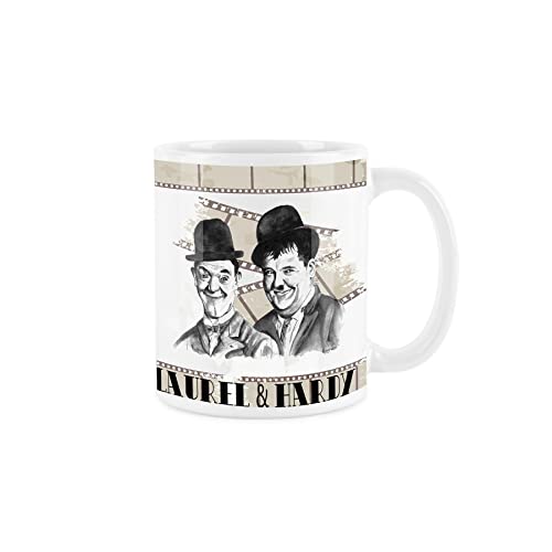 Laurel and Hardy Tasse – Vintage Film Reel Comedy Duo Stan Laurel und Oliver Hardy Hollywood Film Geschenk/Geschenk – Tee Kaffee Weiß Keramik Tasse von Purely Home