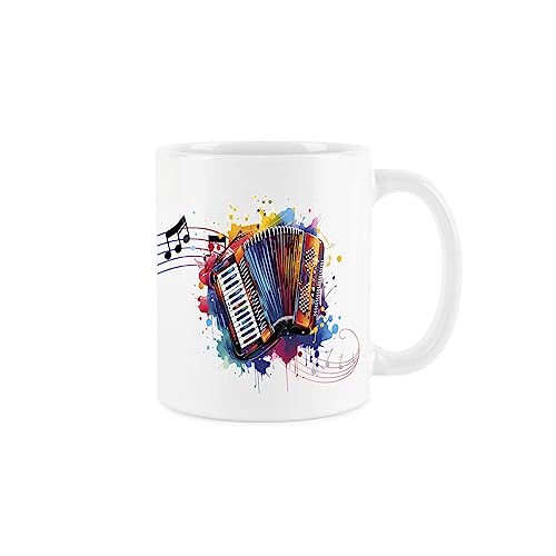 Purely Home Akkordeon-Tasse – bunte Musikalische Aerophon-Instrumente, abstrakt, weißer Tee, Kaffee, Geschenk, Tasse von Purely Home
