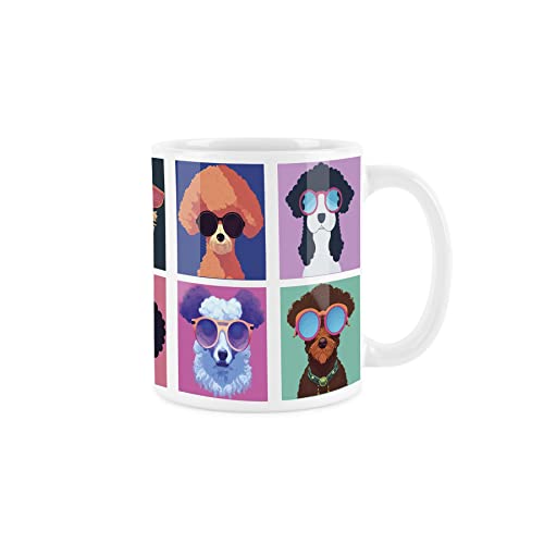 Purely Home Cool Pets Pudel-Tasse – Haustiere, weißer Kaffee/Tee, Geschenk, 325 ml von Purely Home