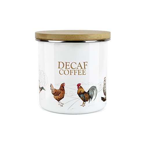 Purely Home Country Farm Decaf Kaffeedose – Weiß Metall Emaille Küche Lebensmittelaufbewahrungsbehälter von Purely Home