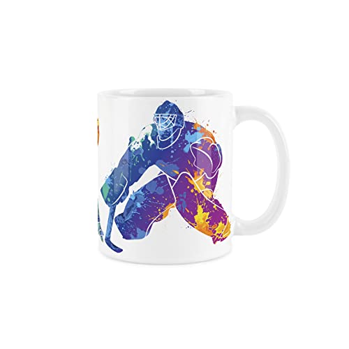 Purely Home Eishockey Tasse - Sportbecher Abstrakte Lackierung Effekt - Weiße Tasse Kaffee Tee Geschenk für Sportliebhaber von Purely Home