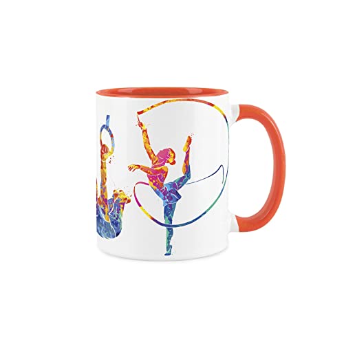 Purely Home Gymnastikbecher, abstrakter Farbeffekt, orangefarbener Becher für Kaffee/Tee, Geschenk für Sportliebhaber von Purely Home