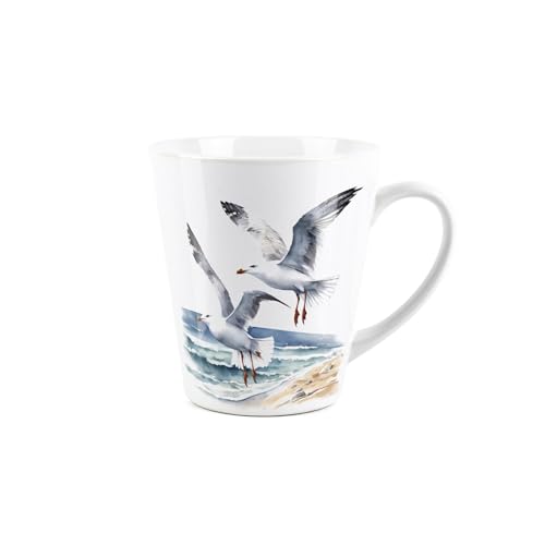 Purely Home Kaffeetasse mit Möwe, Küsten-Strand-Tasse – Meeresküste – kleine Latte-Tasse – Keramik weiß Tee/Kaffee Geschenk Geschenk von Purely Home