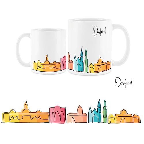 Purely Home Oxford-Tasse – bunte Skyline, Souvenir, Andenken, weißer Tee, Kaffee, Geschenk von Purely Home