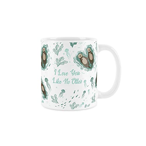 Purely Home Tasse mit Aufschrift "I Love You Like No Otter", Valentinstagsgeschenk, Weiß von Purely Home