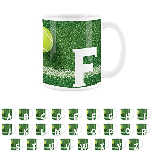 Purely Home Tasse mit Buchstabe F, personalisierbar, für Kaffee, Tee, Tennis, Alphabet, Geschenk von Purely Home