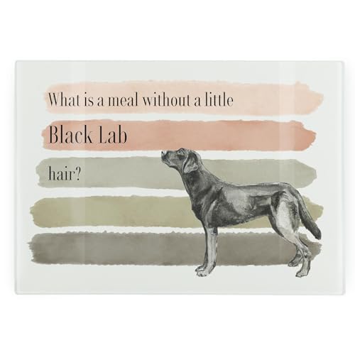 Schwarzer Labrador großer rechteckiger Glas-Arbeitsplattenschutz – Geschenke mit Hundemotiven – glattes Brett, Küchen-Schneidebrett, Arbeitsflächenschutz mit rutschfesten Füßen, 39 x 28,5 cm von Purely Home