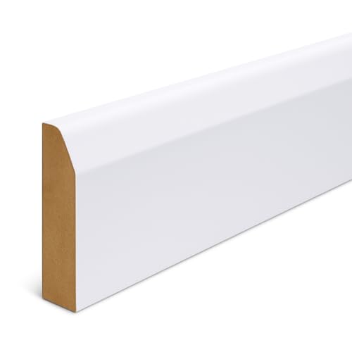 Purely Panache MDF Sockelleiste 116cm weiß vorgefertigt - Abgeschrägte PVC Sockelleiste für elegante Wohnräume von Purely Panache
