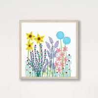 Hoch Aufragende Blumen 10"x10" Kunstdruck - Bemalte Garten Home Dekor, Wildblumen Wandkunst, Aquarell Blumen, Florale Kunst von PurelyMauveDesign