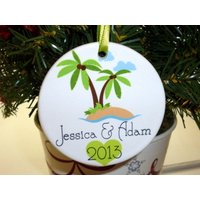 Andenken Ornament - Hochzeit Palme-Brautschmuck-Paar-Ornament-{Doppelseitig}-Aluminium-Custom Ornament-Weihnachtsgeschenk von PurelyPersonalized