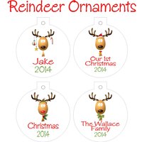 Personalisierte Rudolph Reindeer Weihnachten Ornament Doppelseitig Geschenk Baum Dekor Austausch Mitarbeiter Büro Party Bauernhaus Tänzer Prancer von PurelyPersonalized
