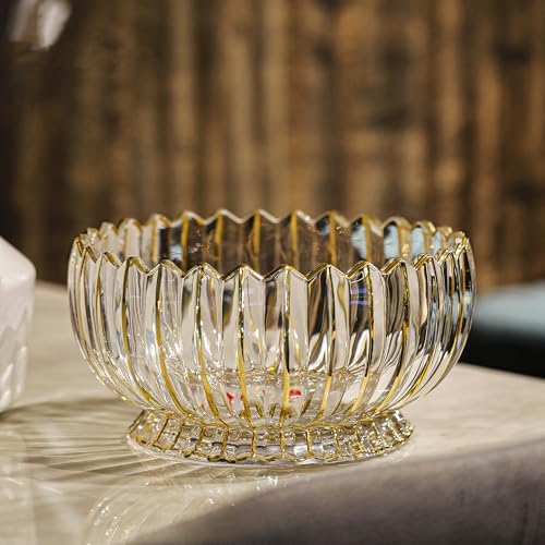 Puremagics Handbemalte runde Kristallglas-Obstschale mit Fuß, 22,1 cm Durchmesser, elegante dekorative Obst-/Süßigkeitenschale Puremagics Handbemalte runde Kristallglas-Obstschale mit Fuß, 22,1 cm Durchmesser, elegante dekorative Obst-/Süßigkeitenschale von Puremagics