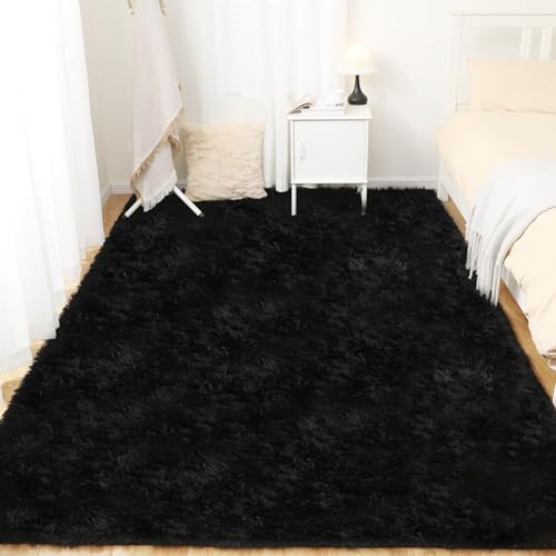 Puremy Teppich Läufer Flauschiger Hochflor, Wohnzimmerteppich Shaggy Flur Modern Weich Teppiche für Bettvorleger Matte/Deko/Schlafzimmer/Kinderzimmer, 80x150cm, Schwarz Puremy Teppich Läufer Flauschiger Hochflor, Wohnzimmerteppich Shaggy Flur Modern Weich Teppiche für Bettvorleger Matte/Deko/Schlafzimmer/Kinderzimmer, 80x150cm, Schwarz von Puremy