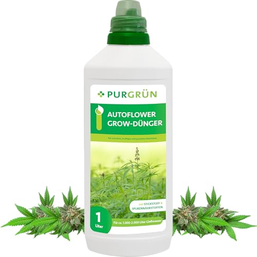 Purgrün® Autoflower-Grow-Dünger 1 Liter – Schnell wirksame mineralische Rezeptur – Flüssigdünger für Indoor & Outdoor – NPK 5+4+6 – Wachstumsdünger in Premium-Qualität – Für kräftiges Wachstum Purgrün® Autoflower-Grow-Dünger 1 Liter – Schnell wirksame mineralische Rezeptur – Flüssigdünger für Indoor & Outdoor – NPK 5+4+6 – Wachstumsdünger in Premium-Qualität – Für kräftiges Wachstum von Purgrün
