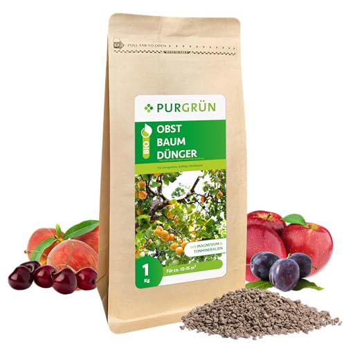 Purgrün Bio Obstbaumdünger | Kraftvolles Wachstum & Aromatische Früchte | Premium Dünger mit Magnesium & Kalium | Langzeitwirkung für alle Obstsorten | 1kg von Purgrün