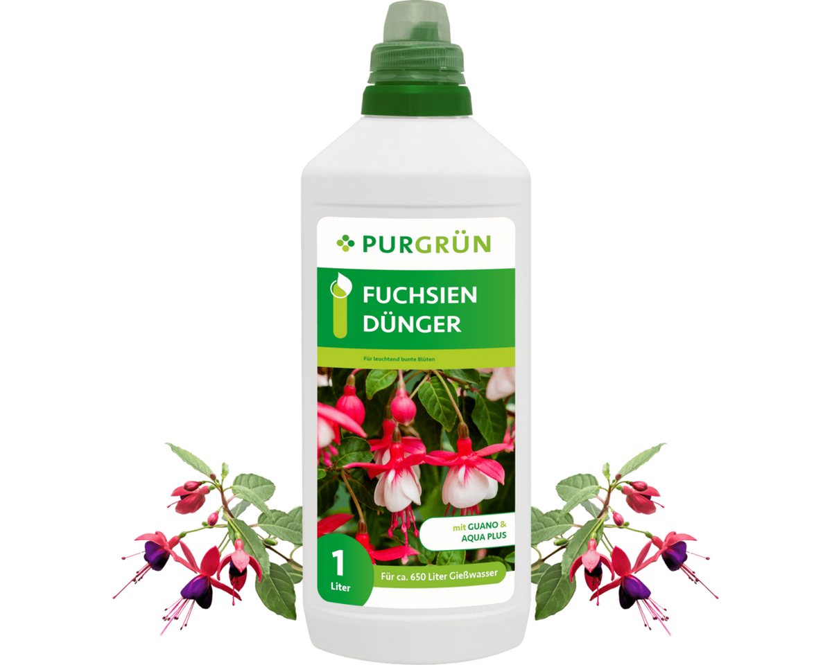 Purgrün Blumendünger Purgrün Fuchsien Dünger, NPK 8+8+6, Guano & Aqua Plus, 1L, Flüssigdünger, Fördert die Wasseraufnahme mit Aqua Plus Purgrün Blumendünger Purgrün Fuchsien Dünger, NPK 8+8+6, Guano & Aqua Plus, 1L, Flüssigdünger, Fördert die Wasseraufnahme mit Aqua Plus von Purgrün