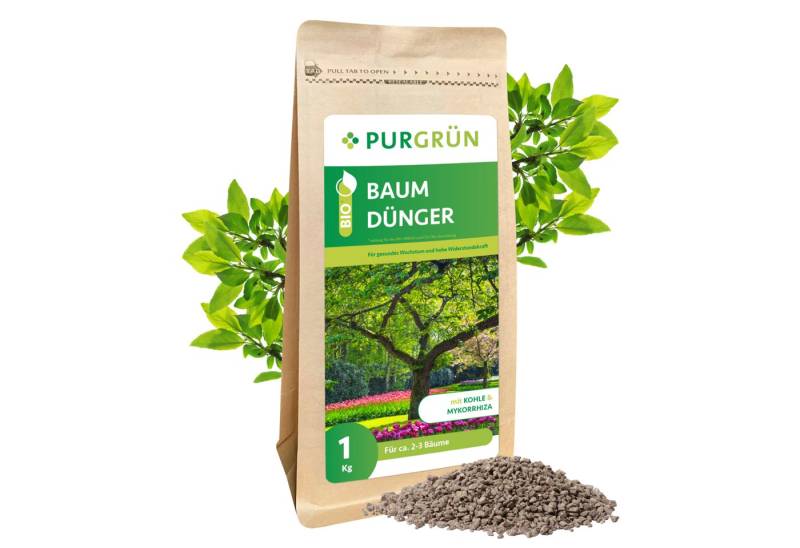 Purgrün Gartendünger Purgrün Baumdünger, NPK 5+4+6, Magnesium, Kalium, 1 kg, Krümelgranulat, Gesundes Wachstum durch lebende Mikroorganismen (Mykorrhiza) von Purgrün