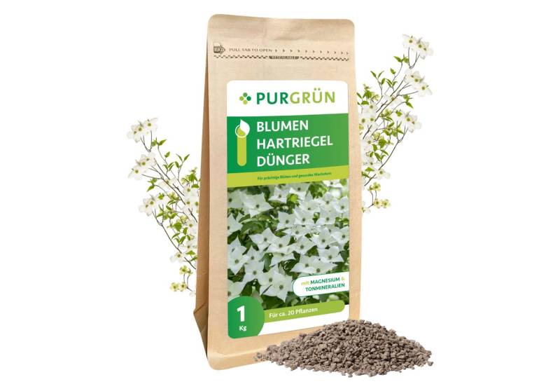 Purgrün Gartendünger Purgrün Blumenhartriegel Dünger, NPK 5+4+6, Magnesium, 1 kg, Krümelgranulat, Extra Kalium für kräftige, gesunde Blumenhartriegel von Purgrün