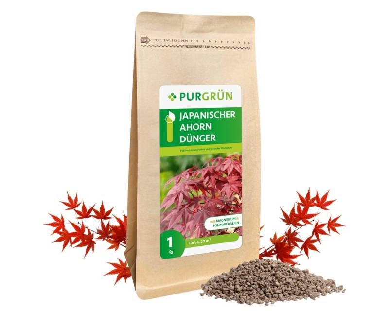 Purgrün Gartendünger Purgrün Japanischer Ahorn Dünger, NPK 5+4+6, Magnesium, 1 kg, Krümelgranulat, Extra Kalium für kräftiges, gesundes Wachstum von Purgrün