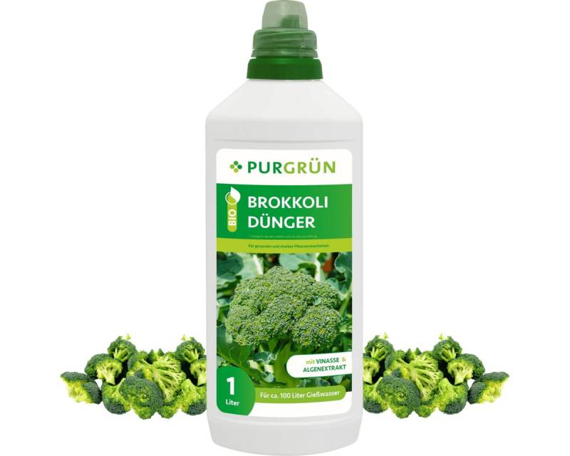 Purgrün Gemüsedünger Purgrün Bio Brokkoli Dünger, NPK 4+1+7, Algenextrakt, 1 Liter, Flüssigdünger, extra Kalium für kräftigen, widerstandsfähigen Brokkoli von Purgrün