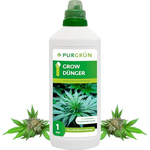 Purgrün Grow Dünger | Premium Dünger für ertragreiche Ergebnisse | NPK 10+4+6 für Cannabis Dünger | Förderung der Wachstumsphase & Widerstand | Mineralisch und Organisch | 1 Liter von Purgrün