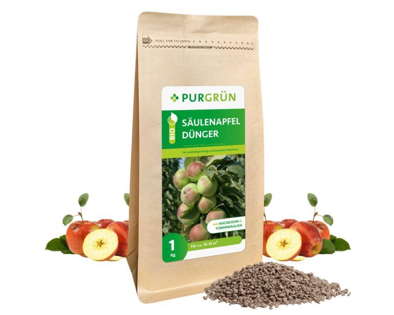 Purgrün Obstdünger Purgrün Bio Säulenapfel Dünger, NPK 6+3+8, Magnesium, 1 kg, Bio-Krümelgranulat, Natürliche Sofort- und Langzeitwirkung von Purgrün
