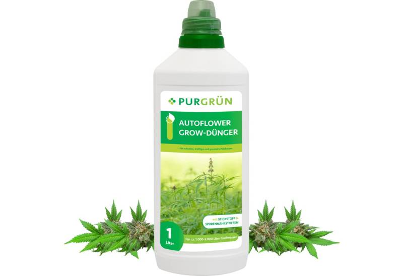 Purgrün Pflanzendünger Purgrün Autoflower Grow Dünger, NPK 5+4+6, kräftiges Wachstum, 1 Liter, Flüssigdünger, Mit vielen Haupt- und Spurennährstoffen von Purgrün