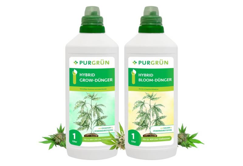 Purgrün Pflanzendünger Purgrün Hybrid Dünger Set, NPK für Wachstum & Blüte, 2L, Flüssigdünger, Verbessert die Blütenbildung und den Ernteertrag von Purgrün