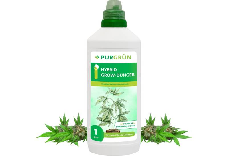 Purgrün Pflanzendünger Purgrün Hybrid Grow Dünger, NPK 7+5+6, Indoor & Outdoor, 1L, Flüssigdünger, Gesunde Wurzeln durch optimierten Phosphoranteil von Purgrün
