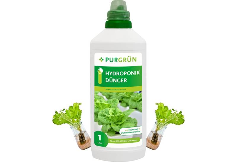 Purgrün Pflanzendünger Purgrün Hydroponik Dünger, NPK 7+3+6, Wachstum, 1 Liter, Flüssigdünger, Mit allen wichtigen Haupt- und Spurennährstoffen von Purgrün