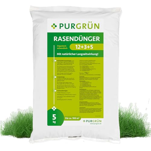 Purgrün® Rasendünger 5 kg – Organisch-mineralische Rezeptur– Mit Horngrieß zur Bodenverbesserung – Staubarmes Granulat – NPK 12+3+5 – Für gesunden & kräftigen Rasen – Sofort- und Langzeitwirkung Purgrün® Rasendünger 5 kg – Organisch-mineralische Rezeptur– Mit Horngrieß zur Bodenverbesserung – Staubarmes Granulat – NPK 12+3+5 – Für gesunden & kräftigen Rasen – Sofort- und Langzeitwirkung von Purgrün