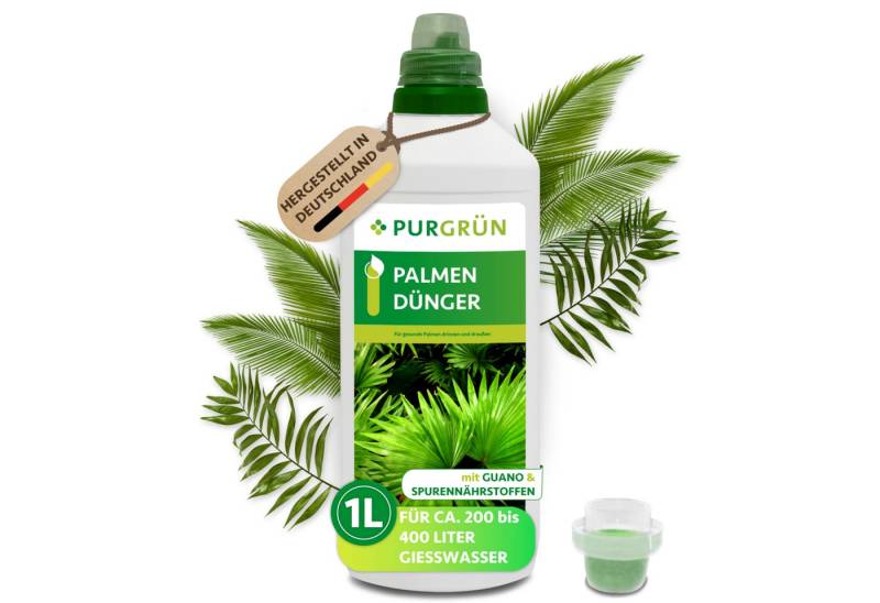 Purgrün Universaldünger Purgrün Palmendünger, NPK 10+4+6, für Palmenwachstum, 1L, Flüssigdünger, Mit allen wichtigen Haupt- und Spurennährstoffen von Purgrün