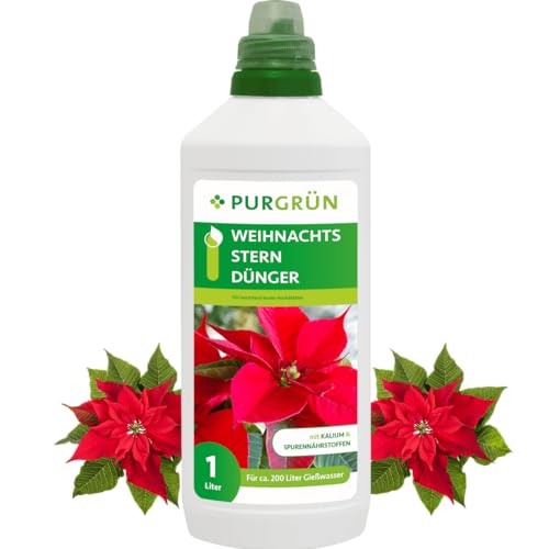 Purgrün® Weihnachtsstern-Dünger 1 Liter – Für intensiv leuchtende Hochblätter – Extra Kalium fördert die Widerstandskraft – Ergiebiges Konzentrat für 200 Liter Gießwasser – Premium-Flüssigdünger Purgrün® Weihnachtsstern-Dünger 1 Liter – Für intensiv leuchtende Hochblätter – Extra Kalium fördert die Widerstandskraft – Ergiebiges Konzentrat für 200 Liter Gießwasser – Premium-Flüssigdünger von Purgrün