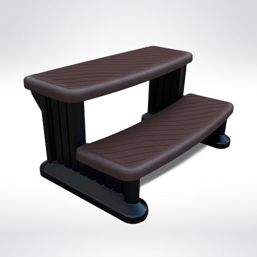 Puri Tech Poolleiter für Spas und Aufstellpools, Whirlpool-Stufen, Spa-Zubehör, Treppe für Whirlpool, rutschfeste und langlebige Stufen – Dunkelbraun von Puri Tech