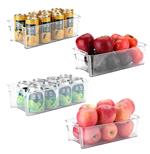 Puricon 4 Stück Kühlschrank Organizer Set Aufbewahrungsbox, für die Küche, großer Küchen Organizer aus Kunststoff, Gefrierschrank Space Saver, Kühlschrank Tidy Container Boxen von Puricon