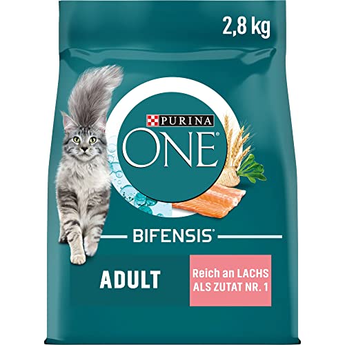 PURINA ONE BIFENSIS Adult Katzenfutter trocken, reich an Lachs, 4er Pack (4 x 2,8kg) von Purina ONE