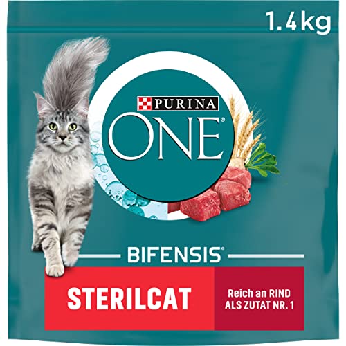 PURINA ONE BIFENSIS STERILCAT Katzenfutter trocken für sterilisierte Katzen, reich an Rind, 6er Pack (6 x 1,4kg) von PURINA ONE