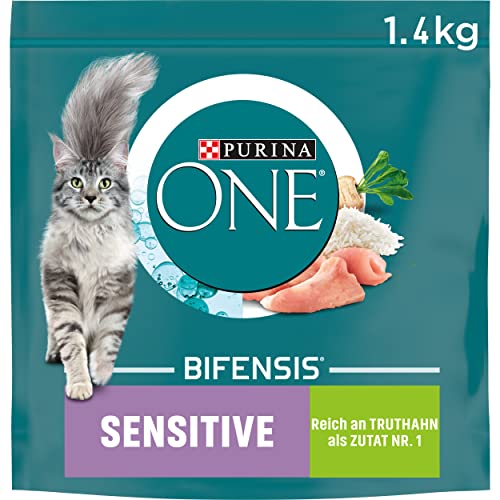 PURINA ONE BIFENSIS Sensitive Katzenfutter trocken, reich an Truthahn, 6er Pack (6 x 1,4kg) von PURINA ONE