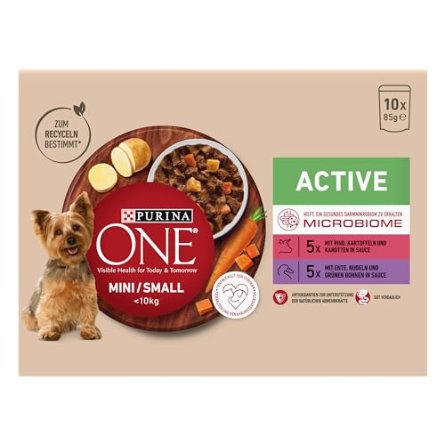 PURINA ONE Mini/SMALL <10kg Active Multipack Hundenassfutter 10x85g von Purina ONE
