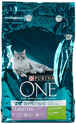 PURINA ONE BIFENSIS Sensitive Katzentrockenfutter: reich an Truthahn & Reis, hohe Verträglichkeit bei Katzen mit empfindlicher Verdauung, mit Omega 6, 3 kg PURINA ONE BIFENSIS Sensitive Katzentrockenfutter: reich an Truthahn & Reis, hohe Verträglichkeit bei Katzen mit empfindlicher Verdauung, mit Omega 6, 3 kg von PURINA ONE